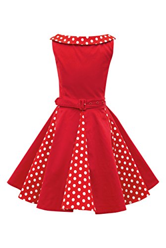 BlackButterfly Kinder 'Alexia' Vintage Polka-Dots Kleid im 50er-Jahre-Stil (Rot, 3-4 Jahre) von BlackButterfly