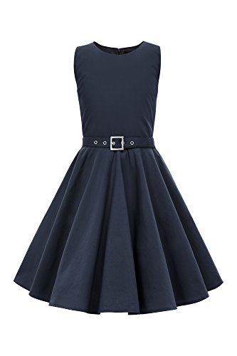 BlackButterfly Kinder 'Audrey' Vintage Clarity Kleid im 50er-Jahre-Stil (Nachtblau, 11-12 Jahre) von BlackButterfly