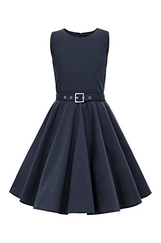 BlackButterfly Kinder 'Audrey' Vintage Clarity Kleid im 50er-Jahre-Stil (Nachtblau, 13-14 Jahre) von BlackButterfly