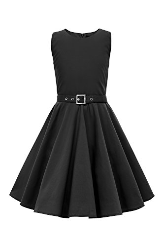 BlackButterfly Kinder 'Audrey' Vintage Clarity Kleid im 50er-Jahre-Stil (Schwarz, 11-12 Jahre) von BlackButterfly