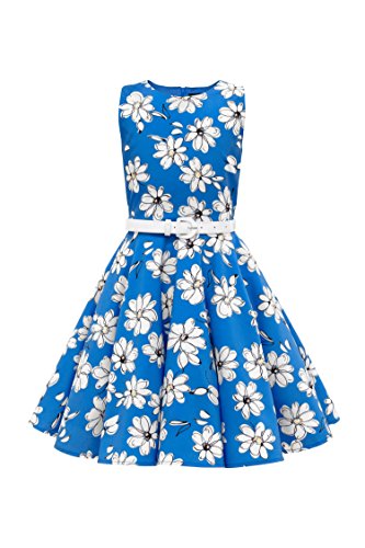 BlackButterfly Kinder 'Audrey' Vintage Daisy Kleid im 50er-Jahre-Stil (Königsblau, 11-12 Jahre) von BlackButterfly