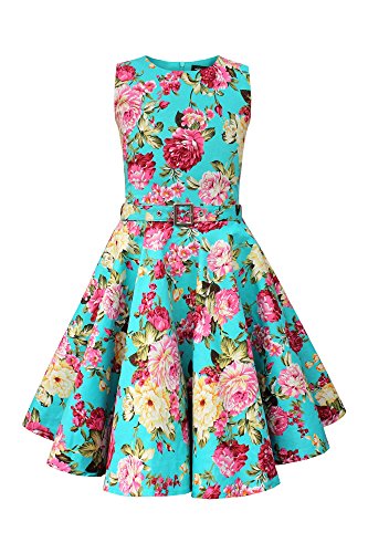 BlackButterfly Kinder 'Audrey' Vintage Divinity Kleid im 50er-Jahre-Stil (Türkis, 11-12 Jahre) von BlackButterfly