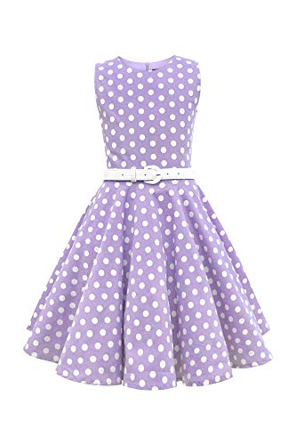 BlackButterfly Kinder 'Audrey' Vintage Polka-Dots Kleid im 50er-Jahre-Stil (Lila, 5-6 Jahre) von BlackButterfly