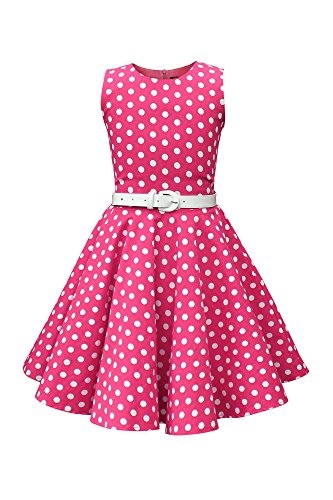 BlackButterfly Kinder 'Audrey' Vintage Polka-Dots Kleid im 50er-Jahre-Stil (Rosa, 7-8 Jahre) von BlackButterfly