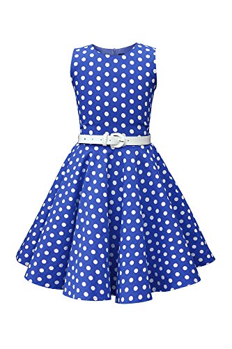 BlackButterfly Kinder 'Audrey' Vintage Polka-Dots Kleid im 50er-Jahre-Stil (Königsblau, 11-12 Jahre) von BlackButterfly