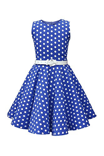 BlackButterfly Kinder 'Audrey' Vintage Polka-Dots Kleid im 50er-Jahre-Stil (Königsblau - Polka-Dots, 3-4 Jahre) von BlackButterfly