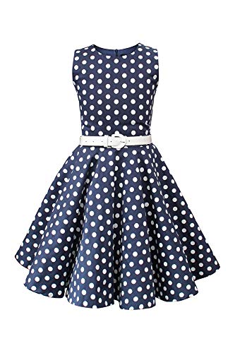 BlackButterfly Kinder 'Audrey' Vintage Polka-Dots Kleid im 50er-Jahre-Stil (Nachtblau, 11-12 Jahre) von BlackButterfly