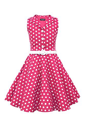 BlackButterfly Kinder 'Holly' Vintage Polka-Dots Kleid im 50er-J-Stil (Rosa, 13-14 Jahre) von BlackButterfly