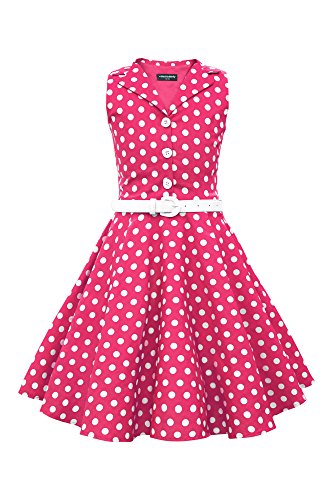 BlackButterfly Kinder 'Holly' Vintage Polka-Dots Kleid im 50er-J-Stil (Rosa, 7-8 Jahre) von BlackButterfly