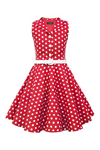 BlackButterfly Kinder 'Holly' Vintage Polka-Dots Kleid im 50er-J-Stil (Rot, 11-12 Jahre) von BlackButterfly