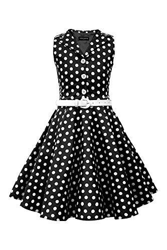 BlackButterfly Kinder 'Holly' Vintage Polka-Dots Kleid im 50er-J-Stil (Schwarz, 11-12 Jahre) von BlackButterfly