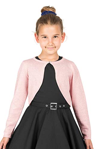 BlackButterfly Kinder Langarm Bolero Funkeln Strickjacke Mädchen (Babyrosa, 13-14 Jahre) von BlackButterfly