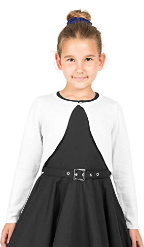 BlackButterfly Kinder Langarm Bolero Funkeln Strickjacke Mädchen (Helles Silber, 11-12 Jahre) von BlackButterfly