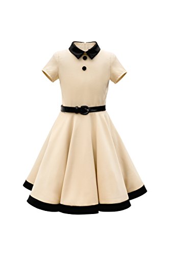 BlackButterfly Kinder 'Lucy' Vintage Clarity Kleid im 50er-Jahre-Stil (Champagner, 11-12 Jahre) von BlackButterfly