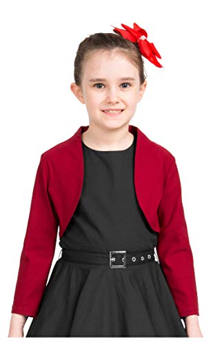 BlackButterfly Kinder Maßgeschneiderte 3/4 Hülse Bolero Mädchen (Burgunderrot, 11-12 Jahre) von BlackButterfly