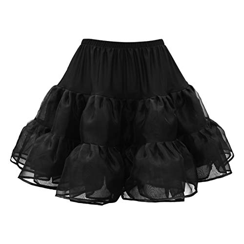 BlackButterfly Kinder Rockabilly Petticoat 1950er-Jahre Komplett aus Satin-Organza Tellerrock (Schwarz, 13-14 Jahre) von BlackButterfly