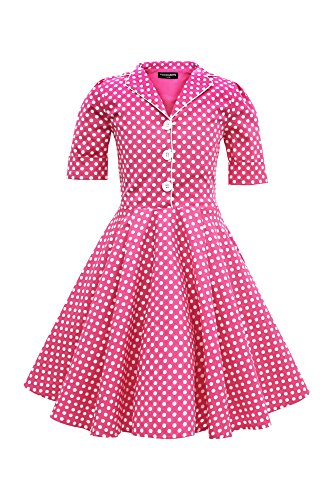 BlackButterfly Kinder 'Sabrina' Vintage Polka-Dots Kleid im 50er-Jahre-Stil (Rosa, 11-12 Jahre) von BlackButterfly