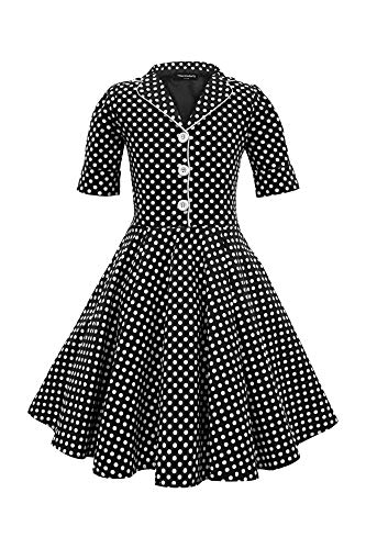 BlackButterfly Kinder 'Sabrina' Vintage Polka-Dots Kleid im 50er-Jahre-Stil (Schwarz, 13-14 Jahre) von BlackButterfly