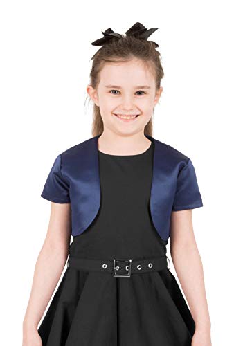 BlackButterfly Kinder Satin Kurzarm Bolero Mädchen (Nachtblau, 11-12 Jahre) von BlackButterfly