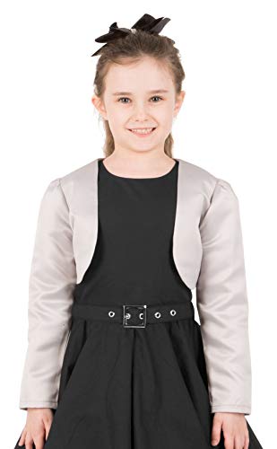 BlackButterfly Kinder Satin Langarm Bolero Mädchen (Silber, 11-12 Jahre) von BlackButterfly