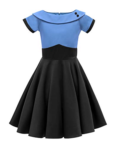 BlackButterfly Kinder 'Valerie' Vintage Clarity Mädchen Kleid im 50er-Jahre-Stil (Blau, 11-12 Jahre) von BlackButterfly