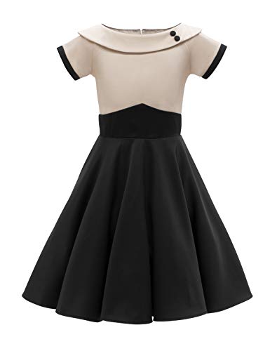 BlackButterfly Kinder 'Valerie' Vintage Clarity Mädchen Kleid im 50er-Jahre-Stil (Champagner, 13-14 Jahre) von BlackButterfly