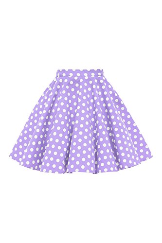 BlackButterfly Kinder Vintage 1950er-Jahre Mädchen Swing Tellerrock (Lila - Polka-Dots, 11-12 Jahre) von BlackButterfly