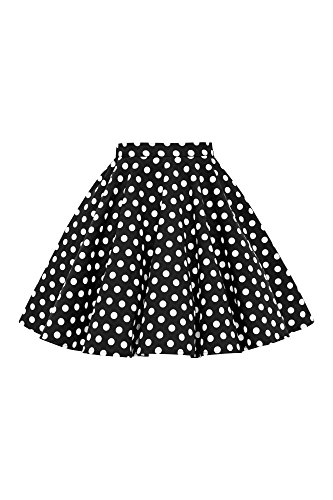 BlackButterfly Kinder Vintage 1950er-Jahre Mädchen Swing Tellerrock (Schwarz - Polka-Dots, 7-8 Jahre) von BlackButterfly