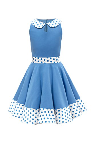 BlackButterfly Kinder 'Zoey' Vintage Polka-Dots Kleid im 50er-Jahre-Stil (Blau, 5-6 Jahre) von BlackButterfly