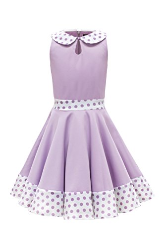 BlackButterfly Kinder 'Zoey' Vintage Polka-Dots Kleid im 50er-Jahre-Stil (Flieder, 13-14 Jahre) von BlackButterfly