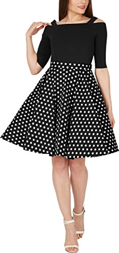 BlackButterfly Polka-Dots 1950er-Jahre Swing Tellerrock (Schwarz, 3XL) von BlackButterfly