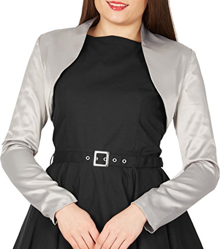 BlackButterfly formal Satin Langen Ärmel Bolero (Silber, 5XL) von BlackButterfly