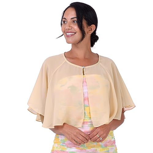 BlackButterfly weich Hochzeit Umhängetuch Abend Durchsichtiges Chiffon Überwurf Umhang Schultertuch (Champagnergold, Einheitsgröße) von BlackButterfly