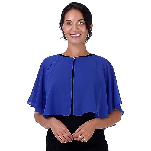 BlackButterfly weich Hochzeit Umhängetuch Abend Durchsichtiges Chiffon Überwurf Umhang Schultertuch (Königsblau, Einheitsgröße) von BlackButterfly