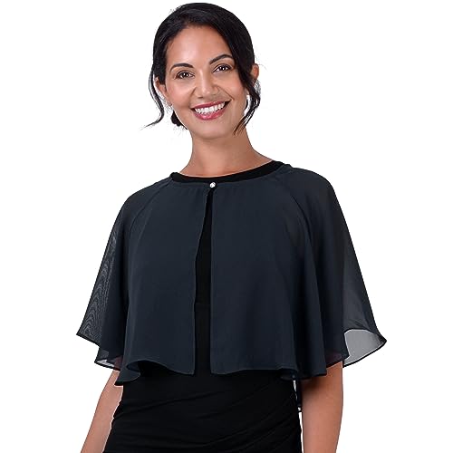 BlackButterfly weich Hochzeit Umhängetuch Abend Durchsichtiges Chiffon Überwurf Umhang Schultertuch (Nachtblau, Einheitsgröße) von BlackButterfly