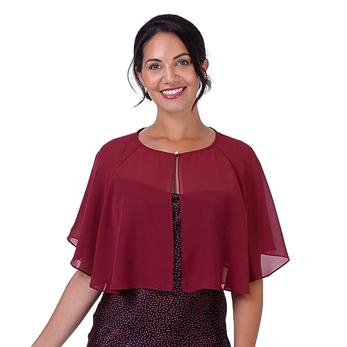 BlackButterfly weich Hochzeit Umhängetuch Abend Durchsichtiges Chiffon Überwurf Umhang Schultertuch (Weinrot, Einheitsgröße) von BlackButterfly