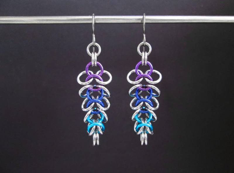 Chainmaille Ohrringe, Ombre Hypoallergene Baumeln Edelstahl Chain Maille Schmuck, Ohrringe Chainmaille Ohrringe, Ombre Hypoallergene Baumeln Edelstahl Chain Maille Schmuck, Ohrringe von BlackCatStudio98
