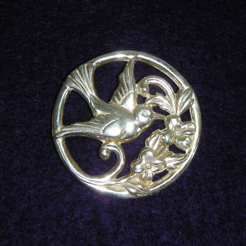 Coro Vermeil | Sterling Mit Gold Platte Art-Deco-Stil Kolibri Pin - Zum Patent Angemeldete Marke Termine Stück, Früher Als 1955 von BlackCatUniqueGoods