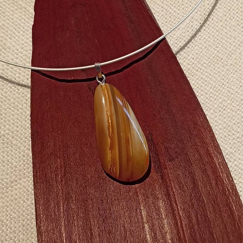 Achat Edelstein Anhänger Mit Silberstift, Schmuckstein Aus Der Sahara/Algerien, 9.9 Gramm von BlackForestRockShop