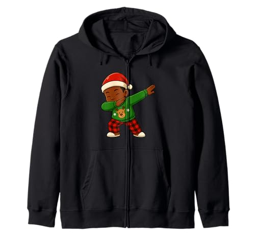 Lustiges schwarzes Kind Dabbing Merry Christmas Santa Xmas Jungen Mädchen Kapuzenjacke von BlackKidAxis1
