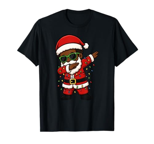 Lustiges schwarzes Kind Dabbing Merry Christmas Santa Xmas Jungen Mädchen T-Shirt von BlackKidAxis1