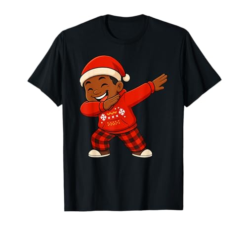 Lustiges schwarzes Kind Dabbing Merry Christmas Santa Xmas Jungen Mädchen T-Shirt von BlackKidAxis1