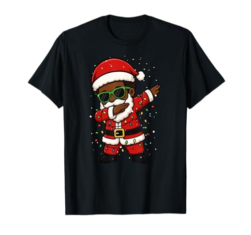 Lustiges schwarzes Kind Dabbing Merry Christmas Santa Xmas Jungen Mädchen T-Shirt von BlackKidAxis1