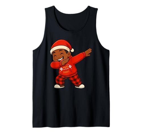 Lustiges schwarzes Kind Dabbing Merry Christmas Santa Xmas Jungen Mädchen Tank Top von BlackKidAxis1
