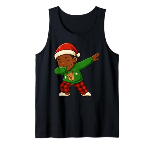 Lustiges schwarzes Kind Dabbing Merry Christmas Santa Xmas Jungen Mädchen Tank Top von BlackKidAxis1