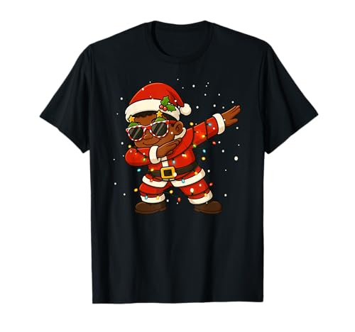 Lustiges schwarzes Kind Merry Christmas Dabbing Santa Xmas Jungen Mädchen T-Shirt von BlackKidAxis1