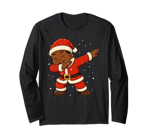 Lustiges schwarzes Kind Santa Dabbing Merry Christmas Xmas Jungen Mädchen Langarmshirt von BlackKidAxis1