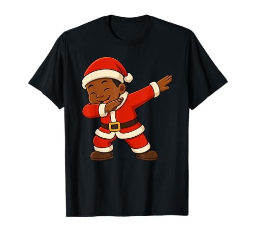 Lustiges schwarzes Kind Xmas Merry Christmas Santa Dabbing Jungen Mädchen T-Shirt von BlackKidAxis1