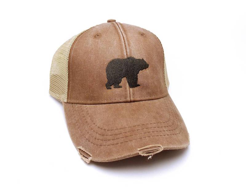 Trucker Hat Bärenmütze - Bär Silhouette Design Distressed Hut Männer Yellowstone Vatertagsgeschenk Für von BlackLanternStudio
