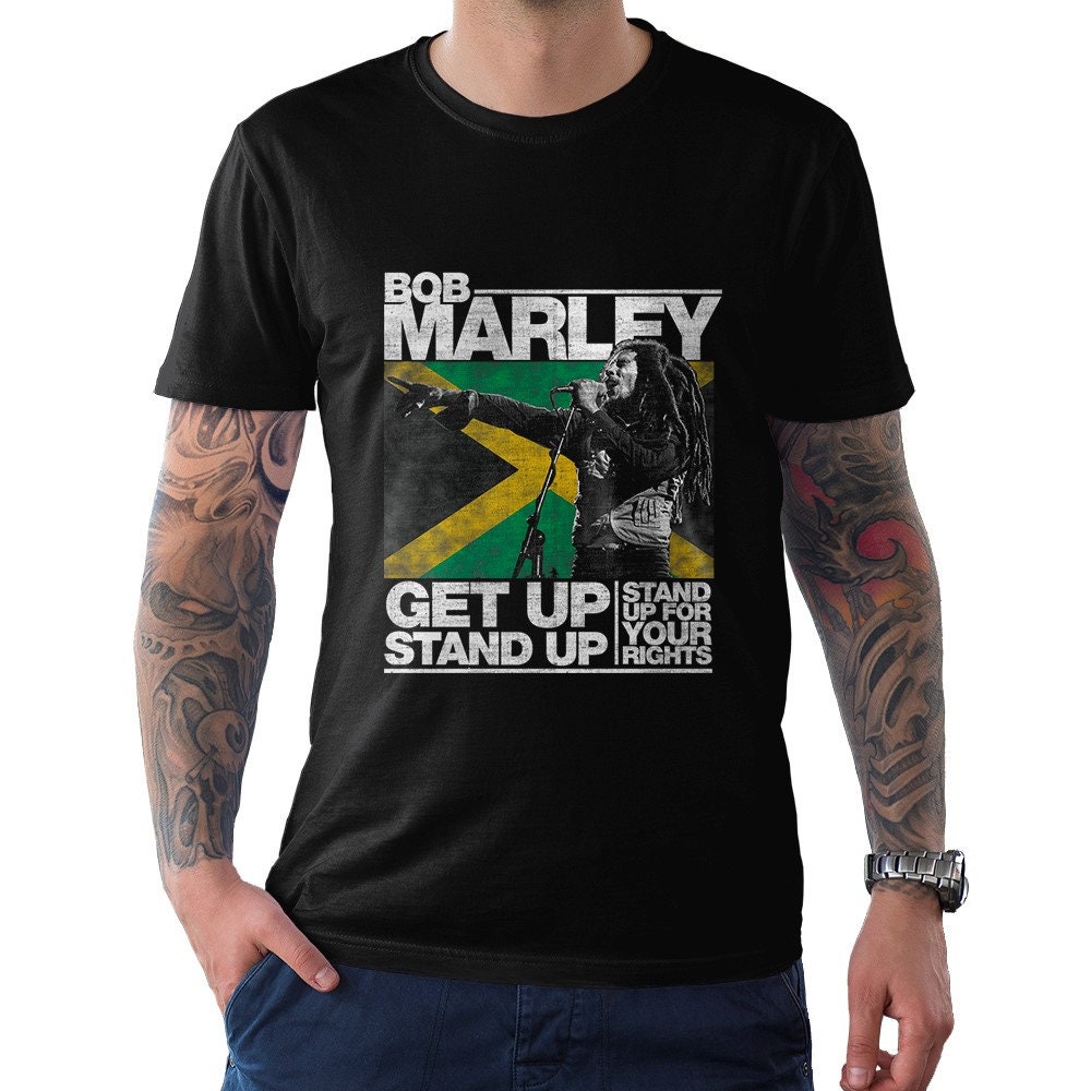 Bob Marley Get Up Stand T-Shirt/Herren Damengrößen Aus 100% Baumwolle | Blc-154 von BlackLodgeCo